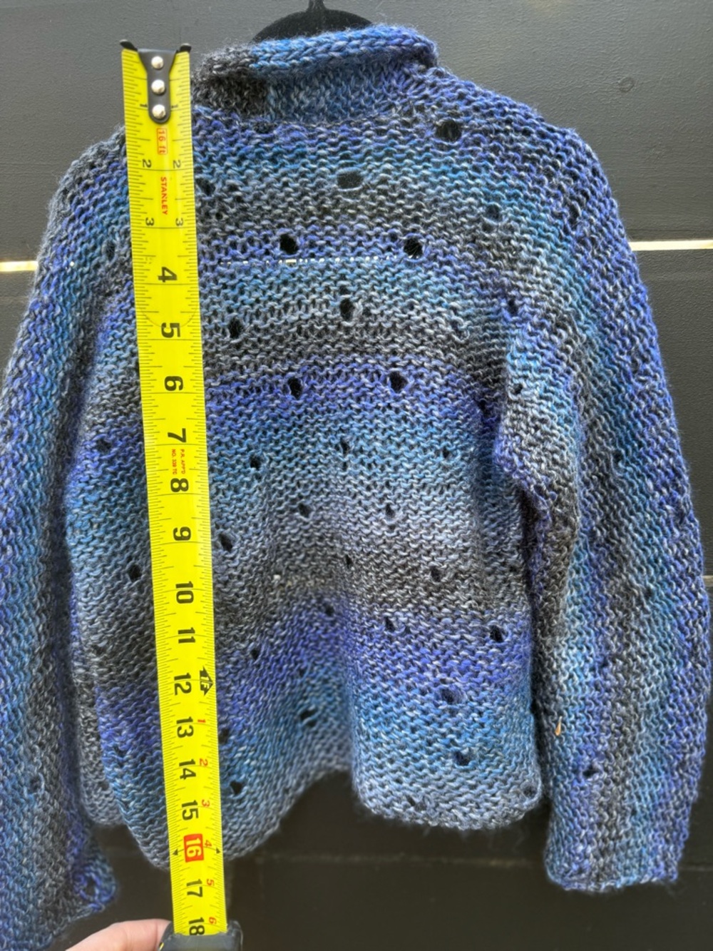Kids Knit Cardigan Blue Ombre Artisan Sweater Handmade in Spain - Picture 7 of 7